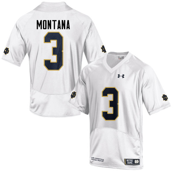 Men's NCAA Notre Dame Fighting Irish #3 Joe Montana Stitched College Under Armour Authentic White Football Jersey LS10D47FE